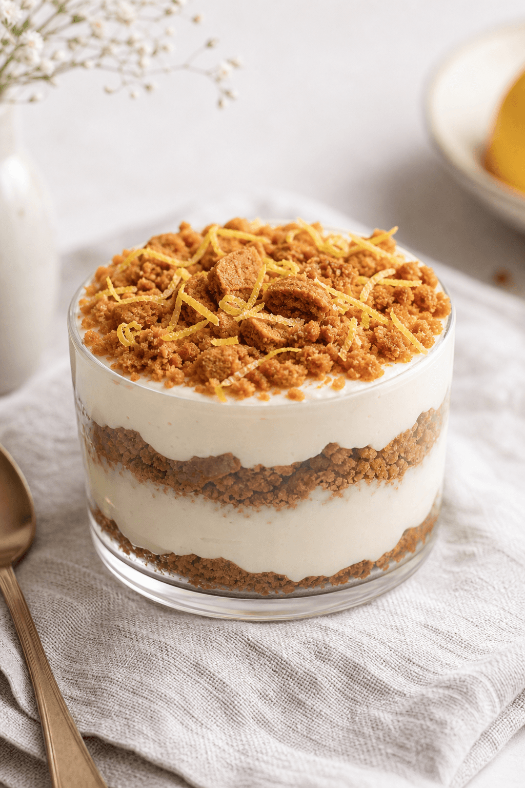 Lys japansk-inspireret cheesecake med kiks og yoghurt