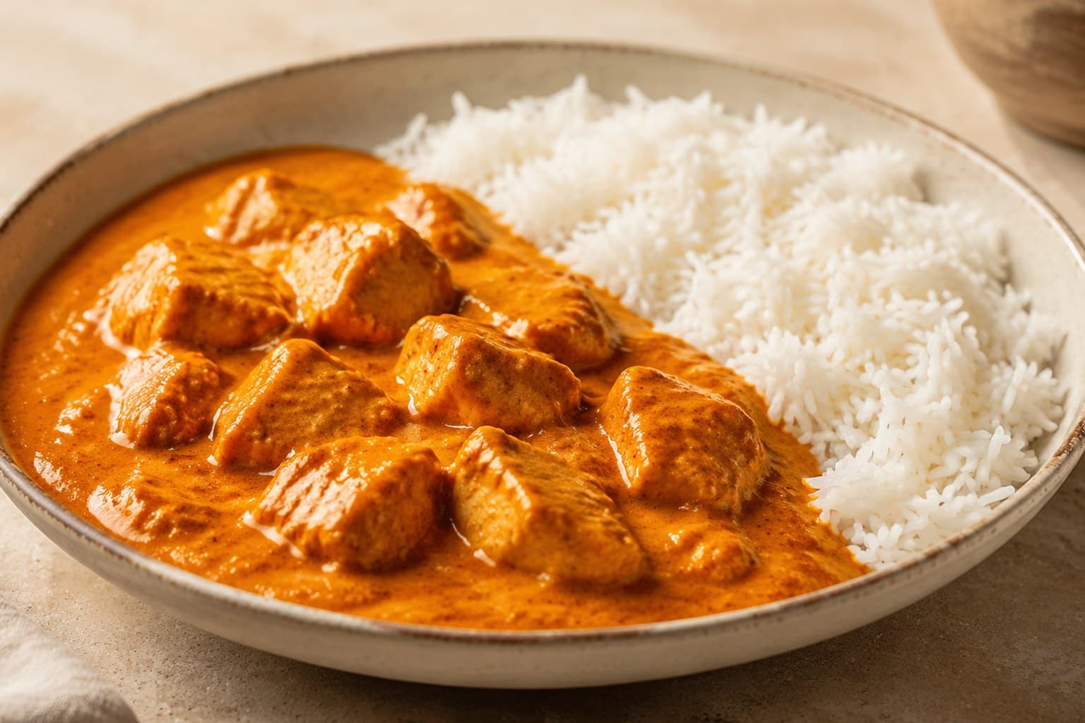 Gryde med butter chicken i cremet tomatsauce