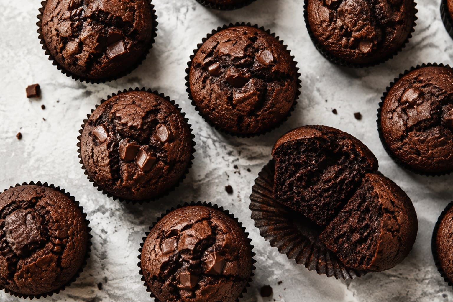 Bakke med saftige chokolademuffins