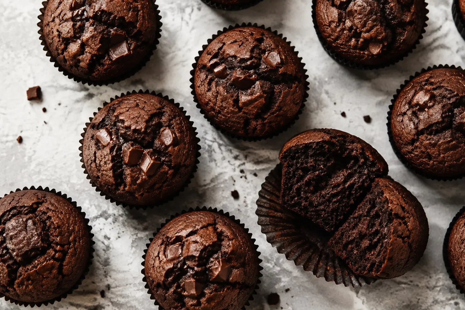Bakke med saftige chokolademuffins